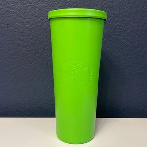 Large lime neon green Starbucks tumbler straw cup 24 ounce oz